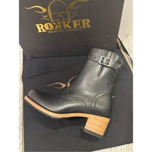 NIB! Rokker Highway Ladies Handmade Leather Motorcycle Boots 38 US 7 black